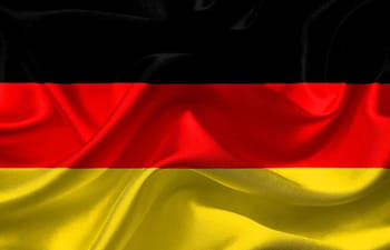 Drapeau de l'Allemagne en tissu flottant.