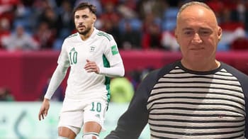 Youcef Belaili, joueur de football algérien, en pleine action sur le terrain.