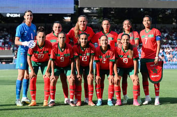 L'équipe féminine du Maroc avant un match de la Coupe du monde.