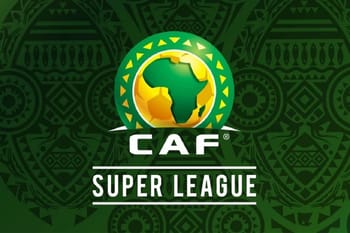 Logo de la CAF Super League avec carte de l'Afrique.