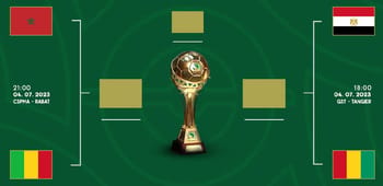 Match de football U23 entre Maroc et Égypte en demi-finale.
