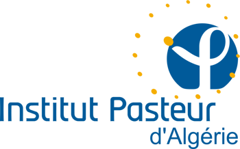Logo de l'Institut Pasteur Algérie avec symbole scientifique et nom.