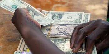 Main tenant des billets de banque en dollars américains.