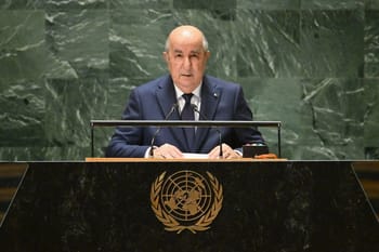 Tebboune lors d'un discours à l'ONU sur le Sahara Occidental.
