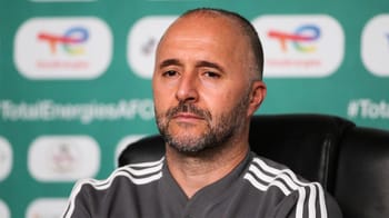 Djamel Belmadi, entraîneur de l'Algérie, en conférence de presse.