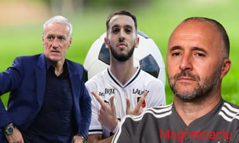 Amine Gouiri avec Didier Deschamps et un autre entraîneur.