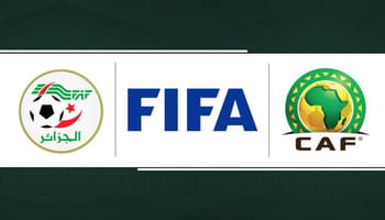 Logos de la CAF, FIFA et FAF pour le football africain.