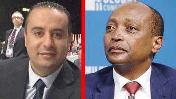Walid Sadi, nouveau président de la FAF, félicité par Patrice Motsepe.