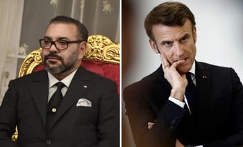 Mohammed VI et Emmanuel Macron en discussion lors d'une rencontre officielle.