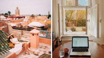 Espace de travail à domicile avec vue sur la ville marocaine.