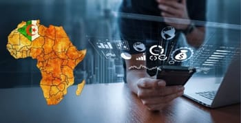 Carte de l'Afrique avec focus sur l'Algérie et croissance économique.