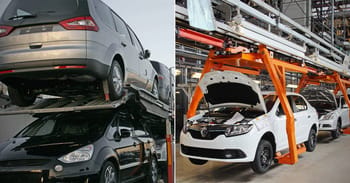 Ligne de montage automobile en Algérie avec véhicules en fabrication.