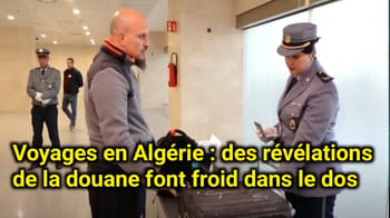 Révélations choc de la douane Algérienne : Activités illicites explosives aux frontières Agent de douane vérifiant un passager à l'aéroport en Algérie.