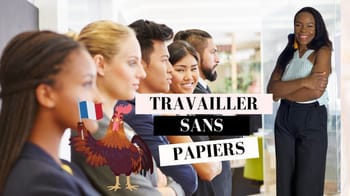 Groupe de jeunes professionnels diversifiés avec une femme souriante.