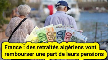 Deux retraités âgés avec des billets de banque devant un port en France.
