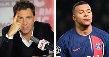 Daniel Riolo et Kylian Mbappé lors d'une interview sportive.