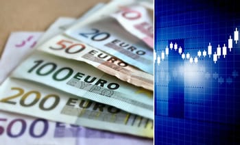 Billets en euros et graphique de marché noir du dinar algérien.
