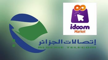 Logo d'Idoom Market avec Établissement Telecom en arrière-plan.