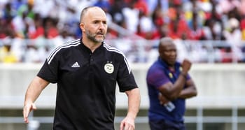 Djamel Belmadi, entraîneur de l'équipe d'Algérie, sur le terrain.