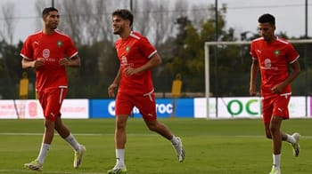 Les joueurs marocains s'entraînent avant le match de la CAN 2023.