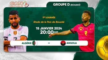 Affiche du match Algérie contre Angola, CAN 2024, Stade de la Paix Bouaké.