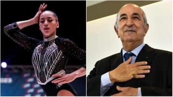 Kaylia Nemour, athlète algérienne, lors d'une compétition de gymnastique.