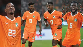 Équipe de Côte d'Ivoire en célébration après leur victoire au CAN 2023.