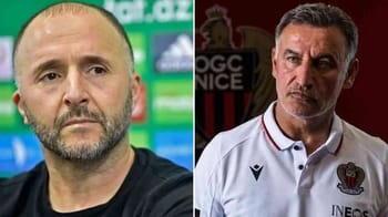 Djamel Belmadi et Christophe Galtier, entraîneurs de football en confrontation.