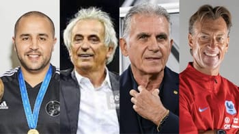 Quatre entraîneurs de football algériens et internationaux.