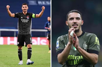 Bennacer et Aouar en action lors d'un match de l'Europa League.