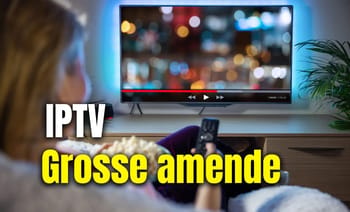 Télévision avec message d'avertissement sur IPTV illégale.