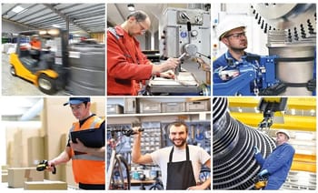 Travailleurs dans différentes industries en France.