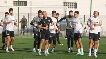 Joueurs de l'équipe d'Algérie lors d'une séance d'entraînement.