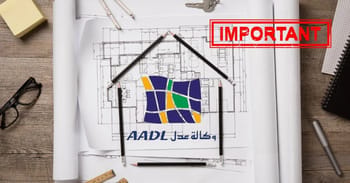 Plan architectural de villas AADL avec logo et marqueur IMPORTANT.
