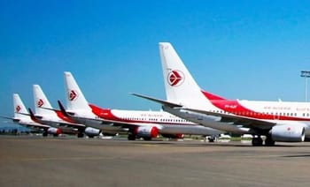 Groupe d'avions d'Air Algérie stationnés à l'aéroport.