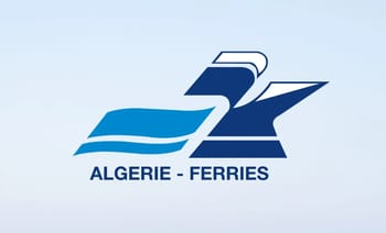 Logo d'Algérie Ferries avec bateau stylisé et texte.
