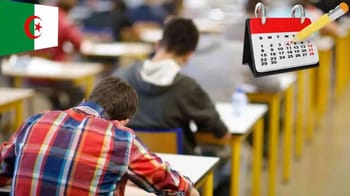 Étudiants en examen dans une salle d'examen en Algérie.