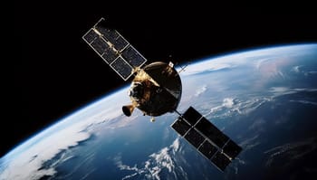 Satellite en orbite terrestre avec la planète en arrière-plan.