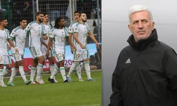 Les joueurs algériens sur le terrain avant un match important.