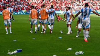 Équipe argentine de football après un match à Paris 2024.