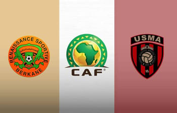 Logos des équipes USMA et RS Berkane lors d'un match de football.