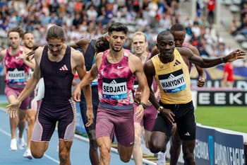 Athlètes en course lors de la finale du 800m à la Ligue de Diamant 2024.
