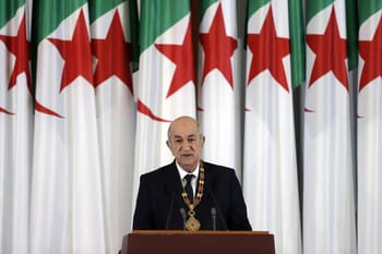 Président Abdelmadjid Tebboune lors d'un discours officiel en Algérie.