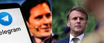 Emmanuel Macron et logo Telegram, contexte politique en France.