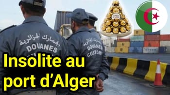 Agents de douane algériens contrôlant un port avec containers.