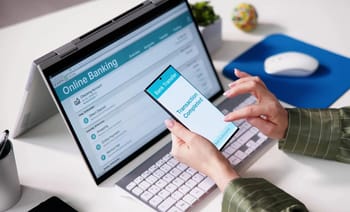 Utilisation d'une application bancaire en ligne sur smartphone pour expatriés en Algérie.