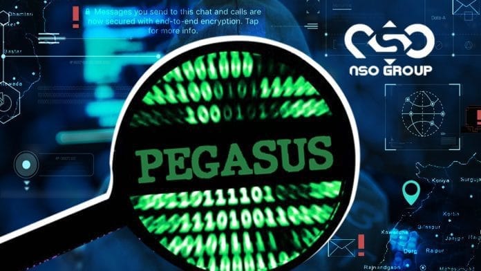 «Le Maroc était bel et bien client de Pegasus» Souligne le journal Le Monde, ce mercredi 28 juillet Logo Pegasus NSO Group avec code binaire vert.