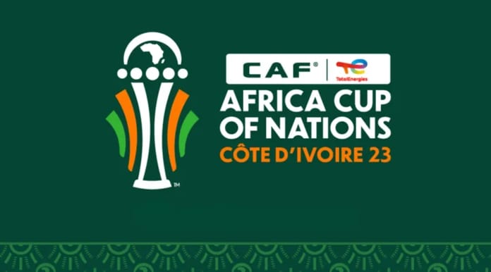 Logo officiel de la Coupe d'Afrique des Nations 2023 en Côte d'Ivoire.