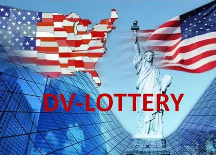DV Lottery 2027 : découvrez les nouvelles règles étonnantes ! Carte des États-Unis et Statue de la Liberté avec drapeau américain.