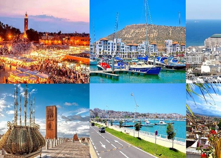 Tourisme et aviation : le Maroc face à une réalité inquiétante Vues de villes, ports et sites historiques du Maroc.